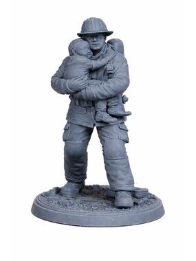 Winter Park Collectibles Heroes in Action Resin Fireman Carrying Baby Figure